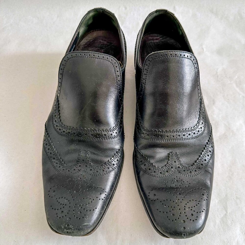 Bottega Veneta men's black leather brogue loafers Sz 8D